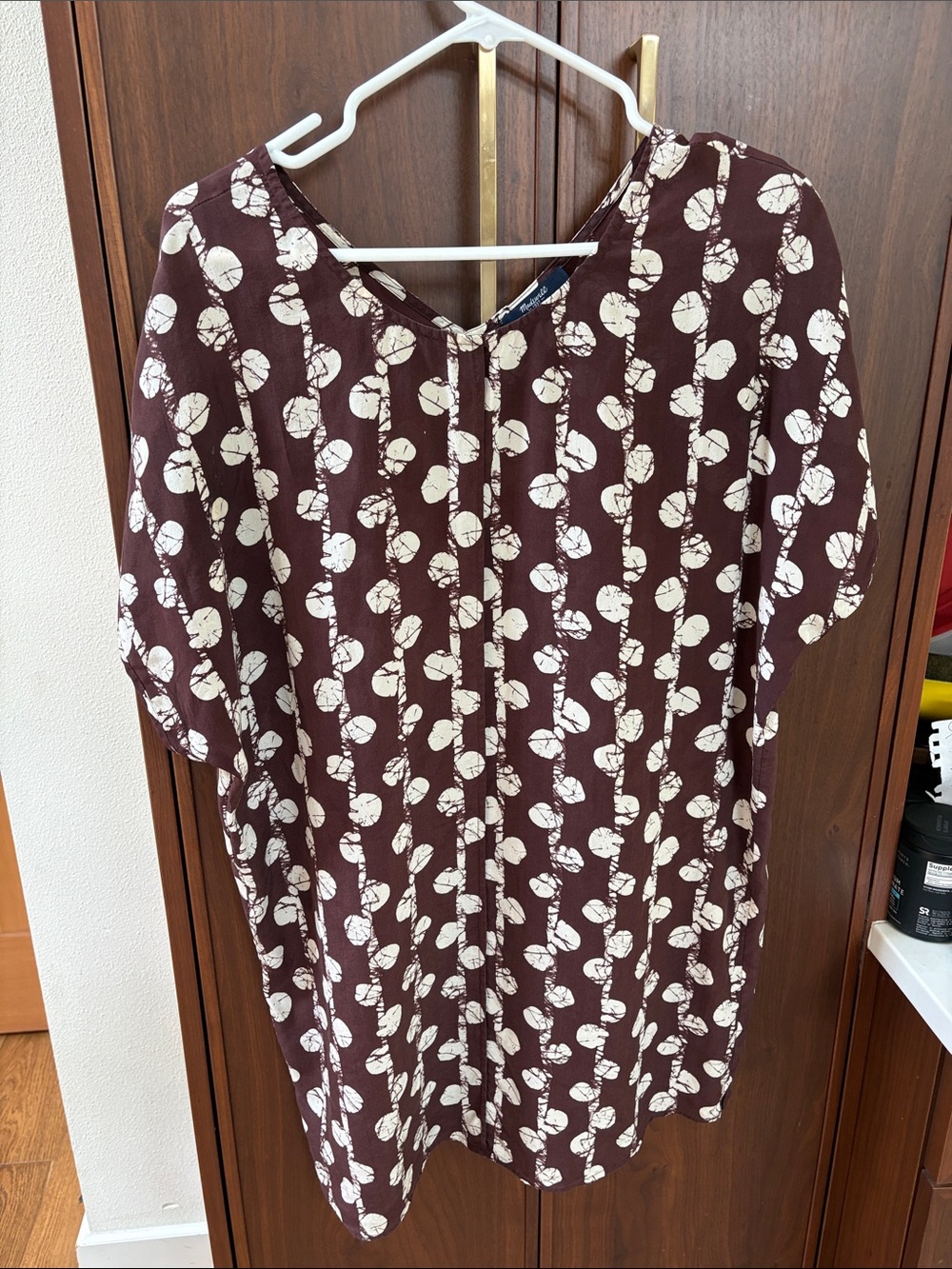 Madewell Brown Tunic with Cream abstract Print